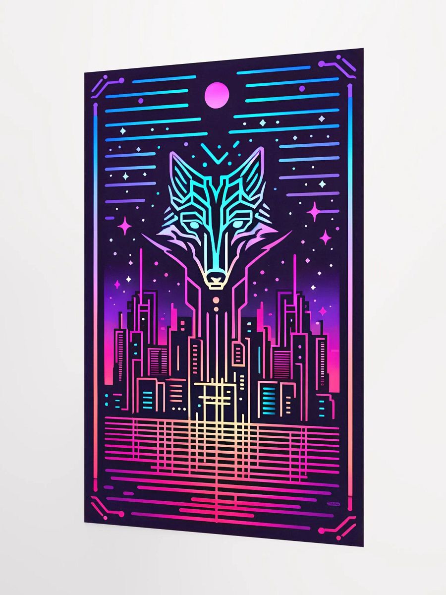 Neon Futuristic Fox Cityscape Art Poster product image (9)