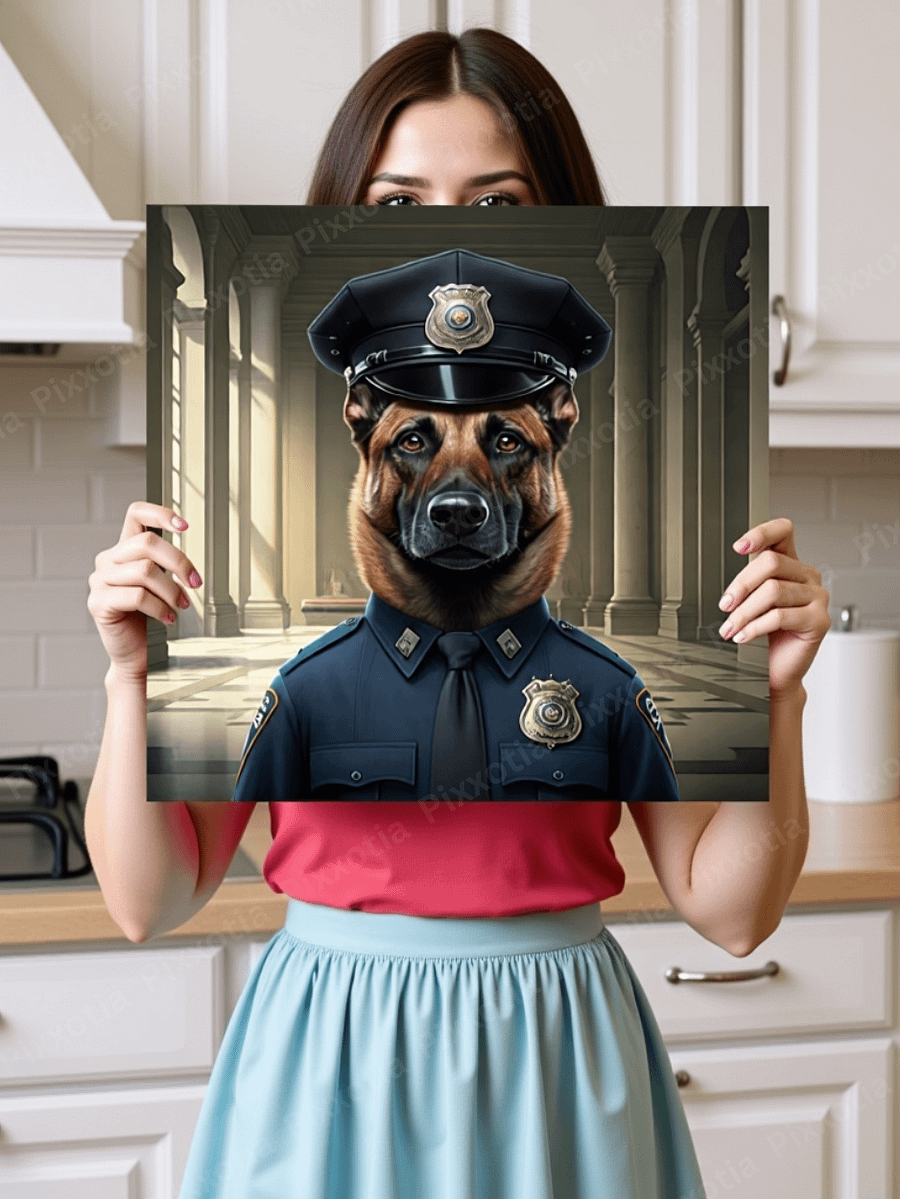Custom Pet Portrait in Police Uniform | Digital Download | Pet Photo with Police Cap & Silver Badge | Funny Police Pet Art Gift product image (6)