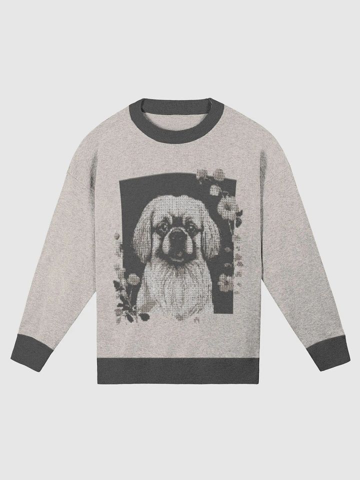 Floral Pekingese Knitted Crewneck Sweater Relaxed Fit product image (1)
