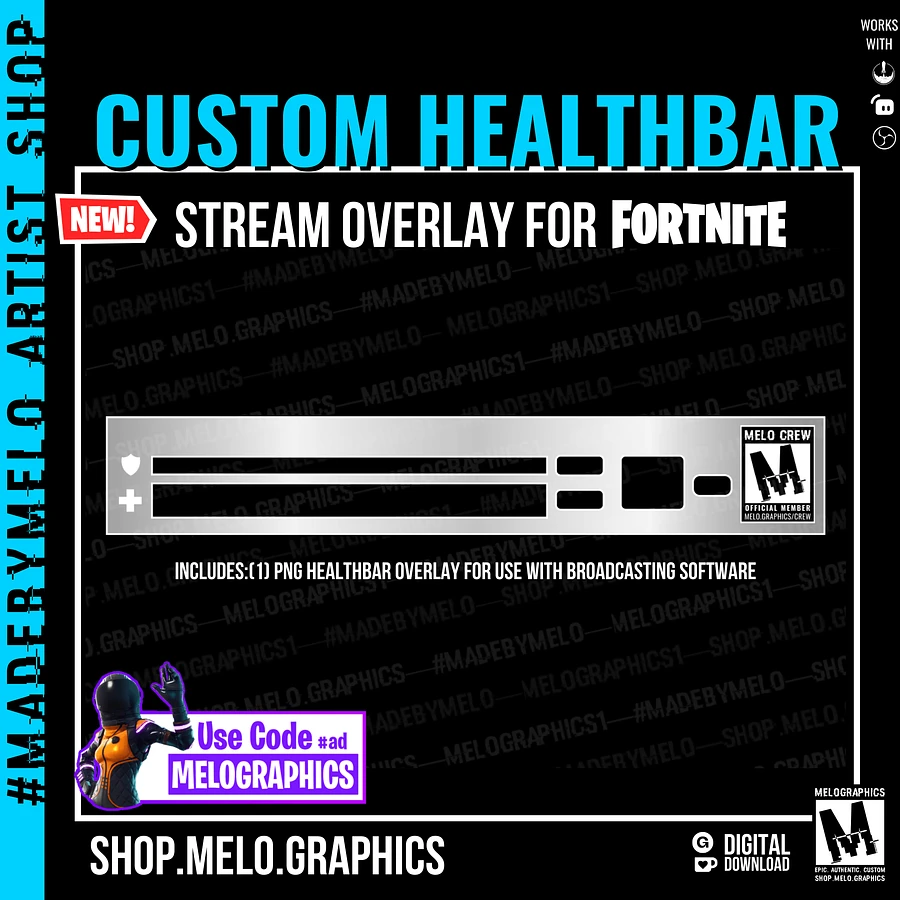 Custom Healthbar Stream Overlay: Fortnite Apex Legends, Warzone | #MadeByMELO product image (4)