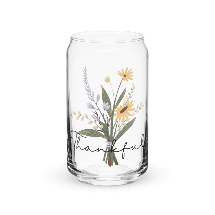Thankful Bouquet Can Glass – Aesthetic Floral Iced Coffee Tumbler product image (1)