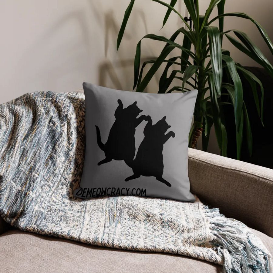 Dancing DeMeowcracy Kitties Reversible Pillow Cover - Cement Grey product image (6)