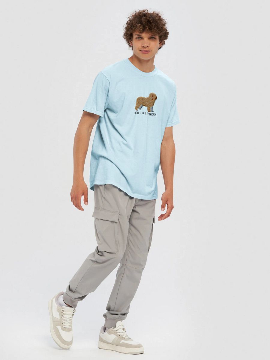 Don't Stop Retrievin' T-Shirt(Embroidered) of a Spanish Water Dog(Tan) product image (47)