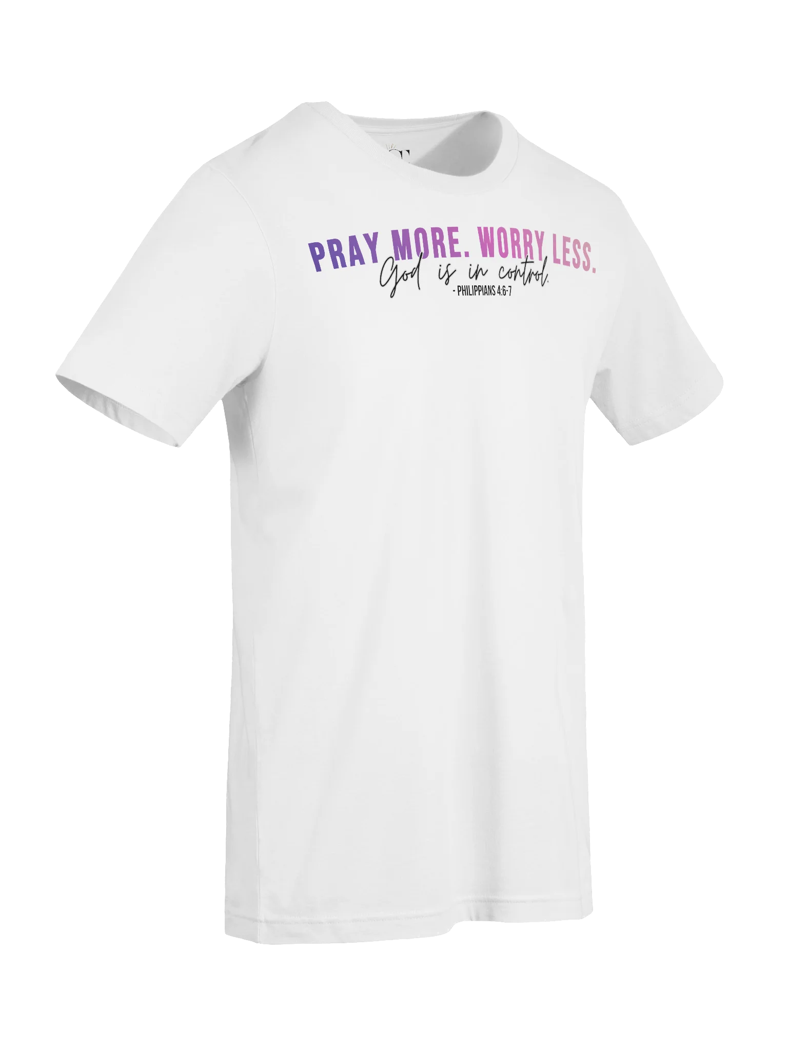 Pray More Worry Less 1.0 Unisex Tee - Pink Gradient Text product image (10)