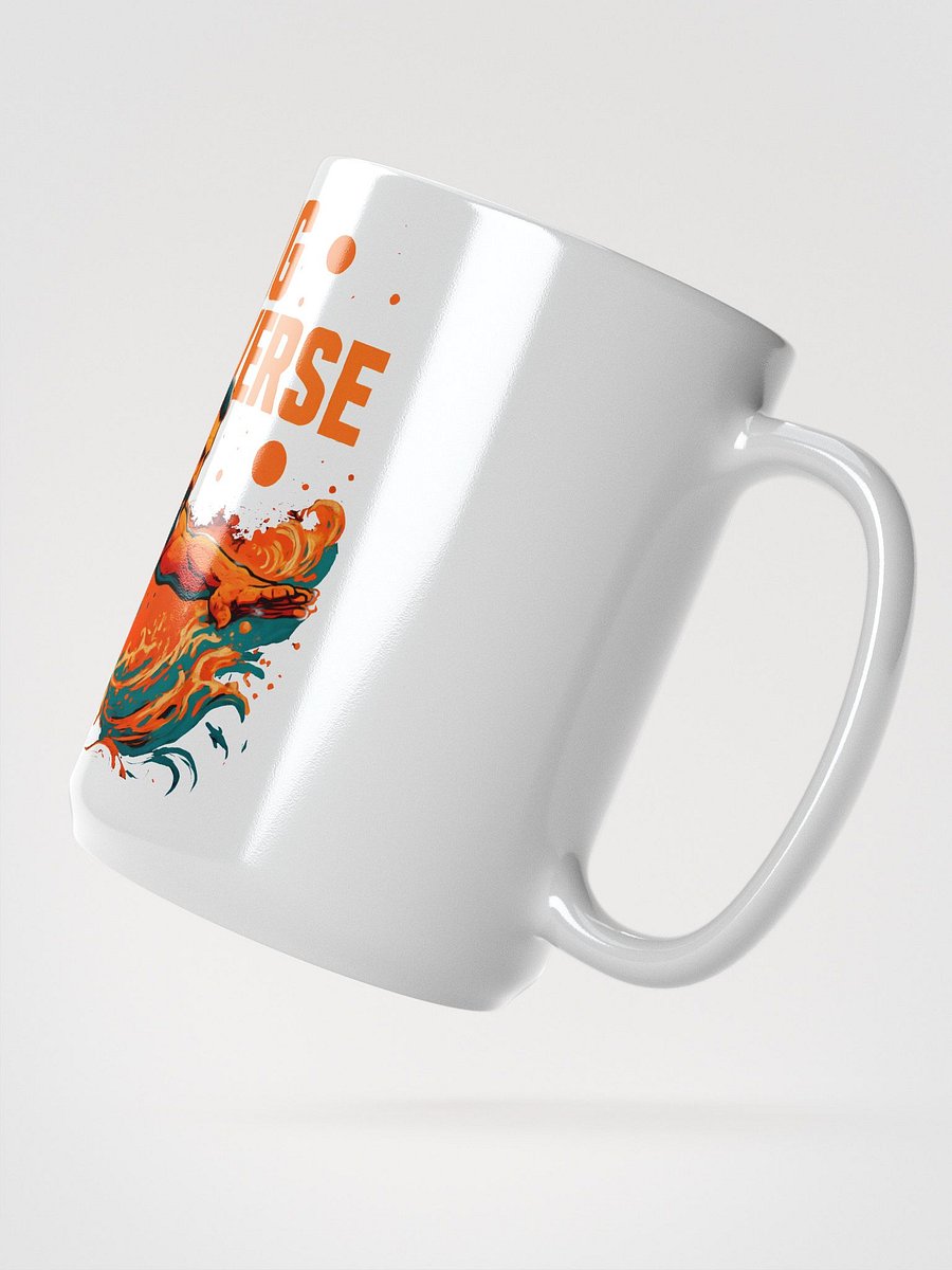 Orange-Hued Cosmic Journey: 'Swimming Through U-Verse glossy Mug product image (2)