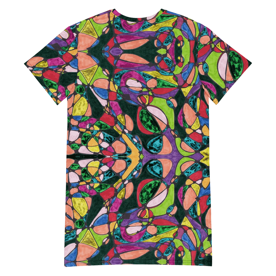 Abstract Coloured Patterned Neurographic Ladies T Shirt Dress product image (6)