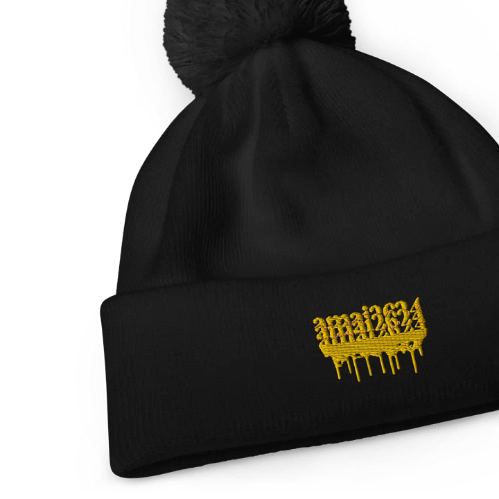 Amai2624 Wax Drip Embroidered PomPom Beanie product image (2)