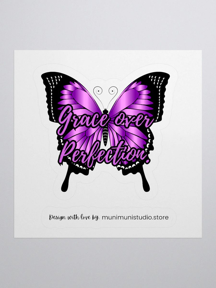Grace over Perfection – Purple Butterfly Inspirational Quote Sticker product image (2)