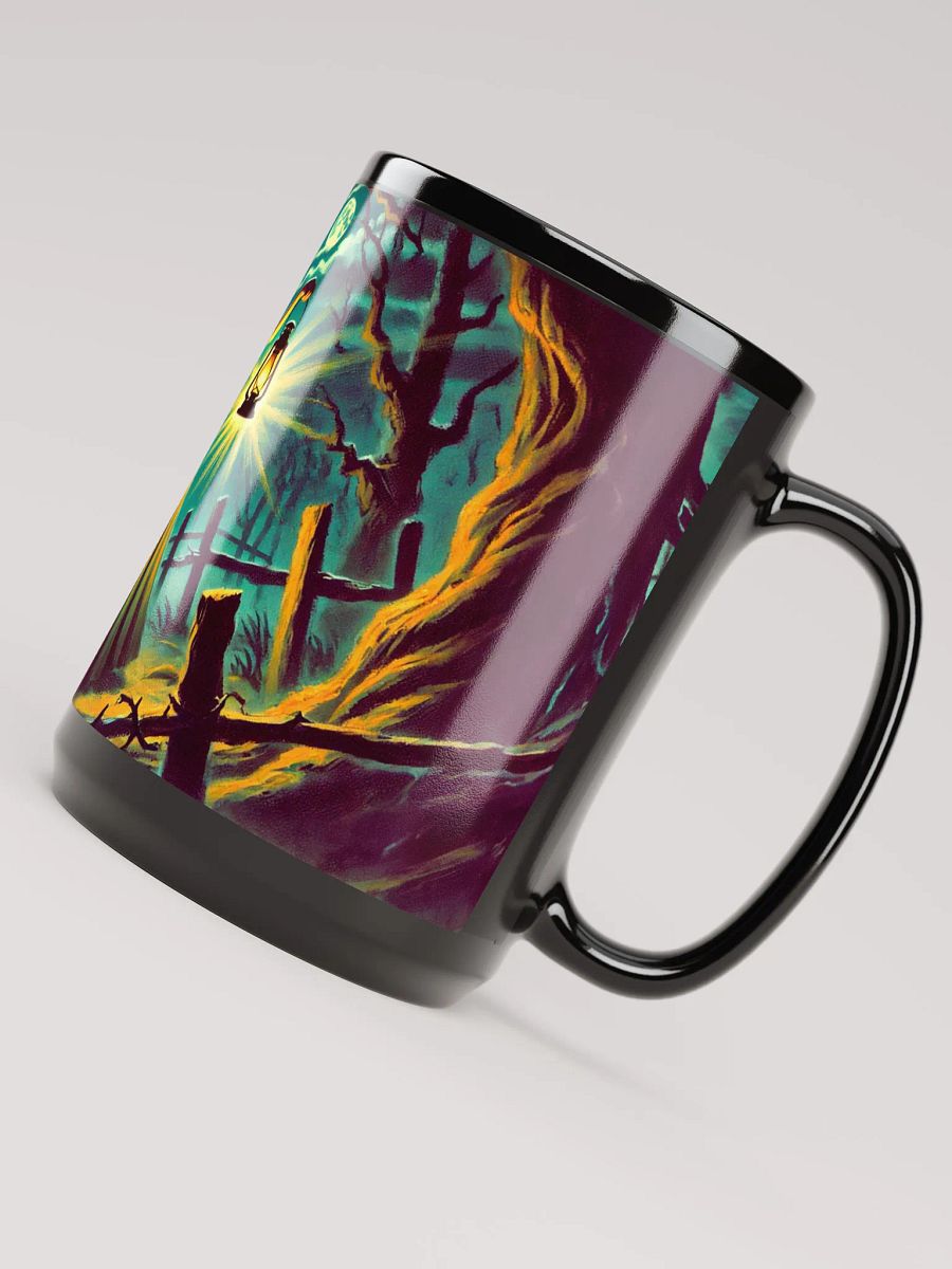 Witch in the Woods at Night Halloween - Glossy Black Mug 15 oz product image (5)