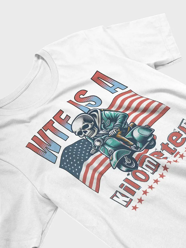 WTF Is A Kilometer? Skeleton Scooter Rider T-Shirt product image (2)