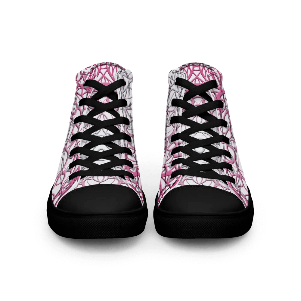 Ornate Pink Mandala Women's High Top Canvas Shoes product image (7)