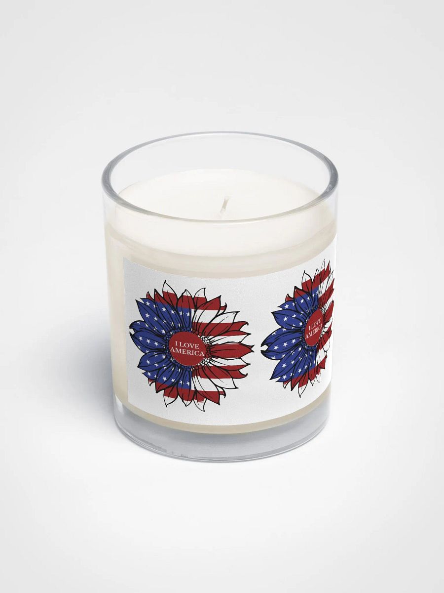 Soy Wax Candle In A Clear Glass Jar, I LOVE AMERICA. product image (3)