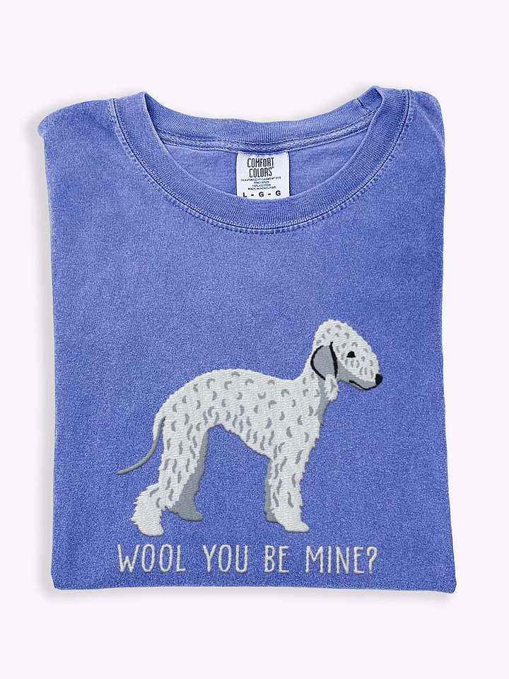 Wool You Be Mine? T-Shirt(Embroidered) of a Bedlington Terrier(White) product image (1)