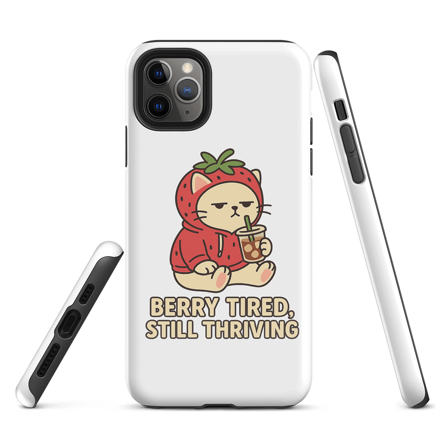 Berry Tired, Still Thriving Strawberry Cat Phone Case product image (3)