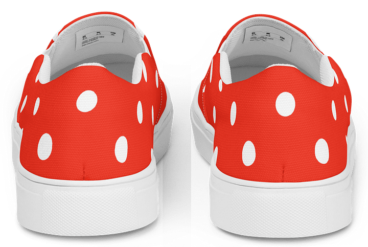 White Polka Dots on Red Men's Slip-On Canvas Shoes product image (2)