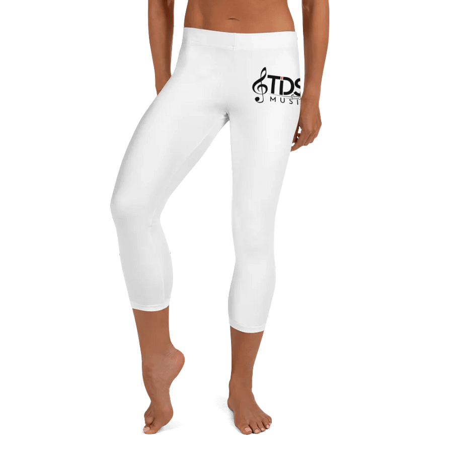 TDS Music Women's Capri Leggings - White with Musical Note Logo product image (7)