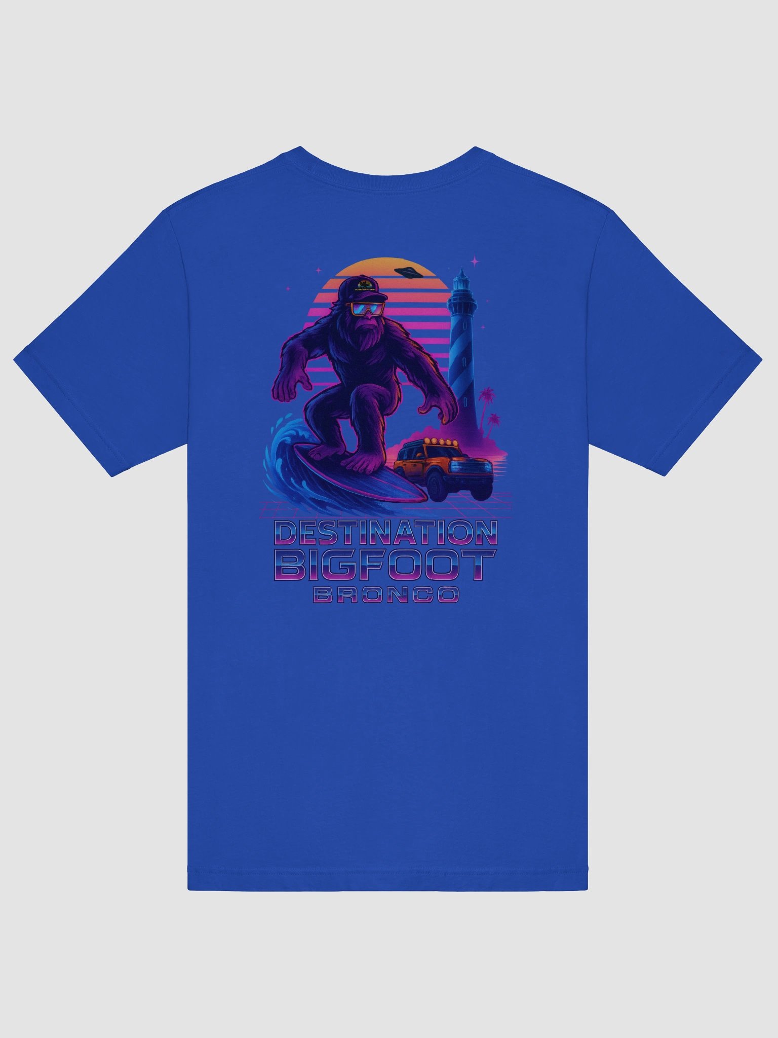 Destination Bigfoot Bronco Synthwave T-Shirt (Blue) product image (6)