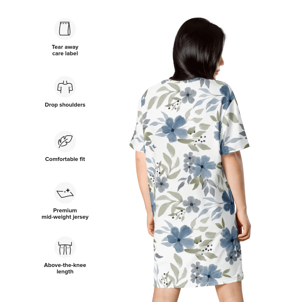 Blue Blossom Bliss T-Shirt Dress product image (10)