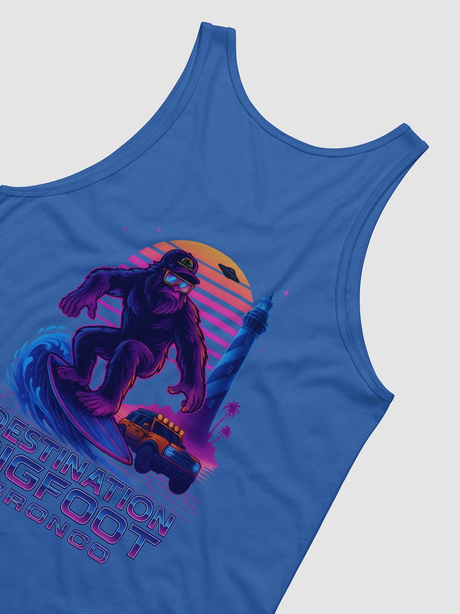Destination Bigfoot Bronco Synthwave Bella+Canvas Jersey Tank (Blue) product image (6)