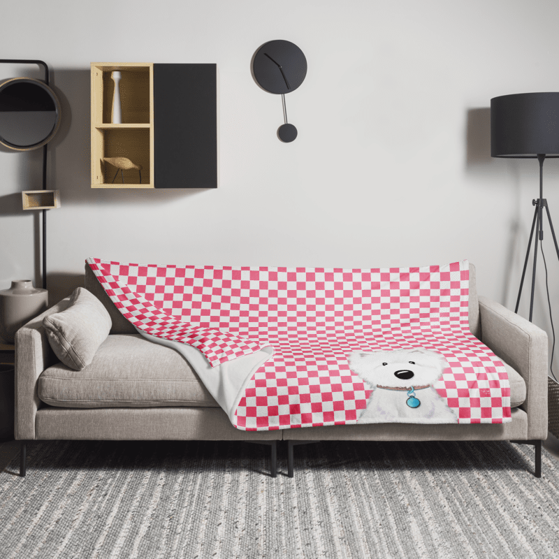 KiniArt Westie Checkered Throw Blanket product image (4)