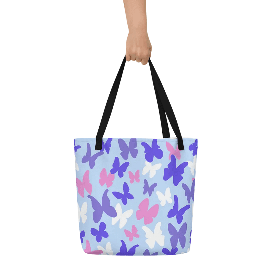 All-Over Print Large Tote Bag w/ Pocket - Butterflies product image (6)