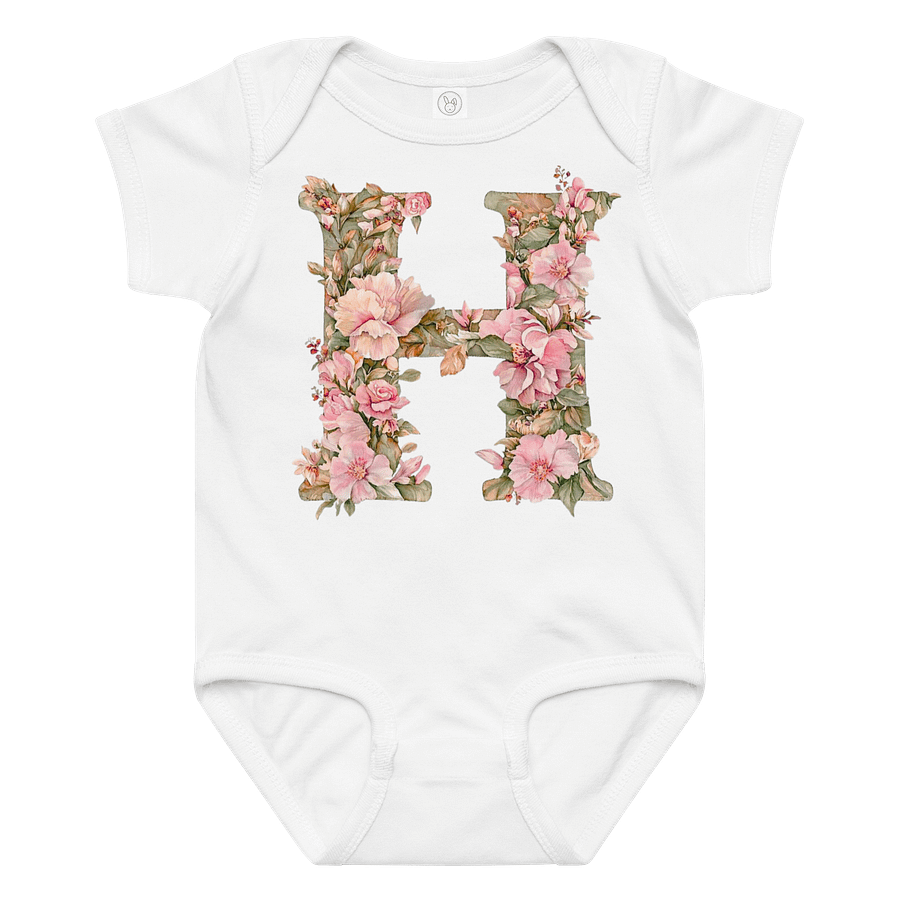 Floral Letter H Baby Bodysuit product image (1)