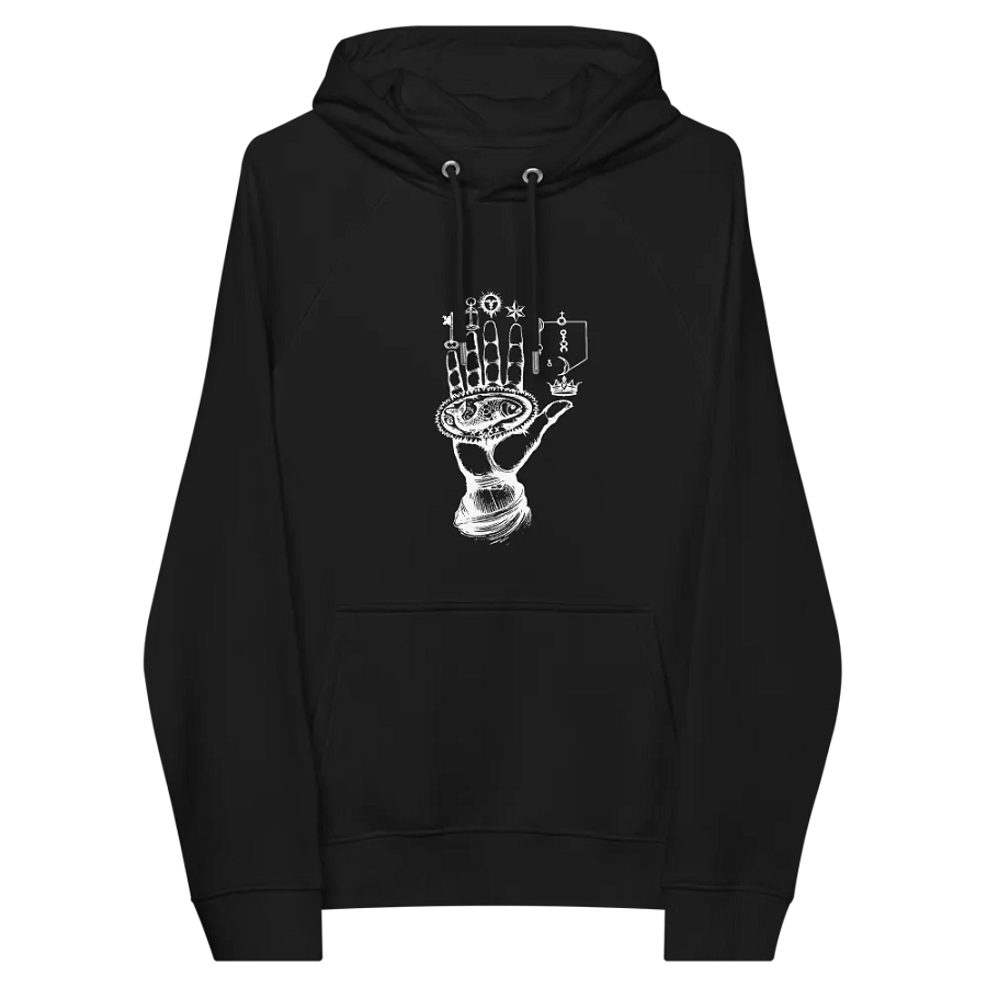 [Hand of Mysteries 3 - White] - Unisex Eco Raglan Hoodie product image (5)