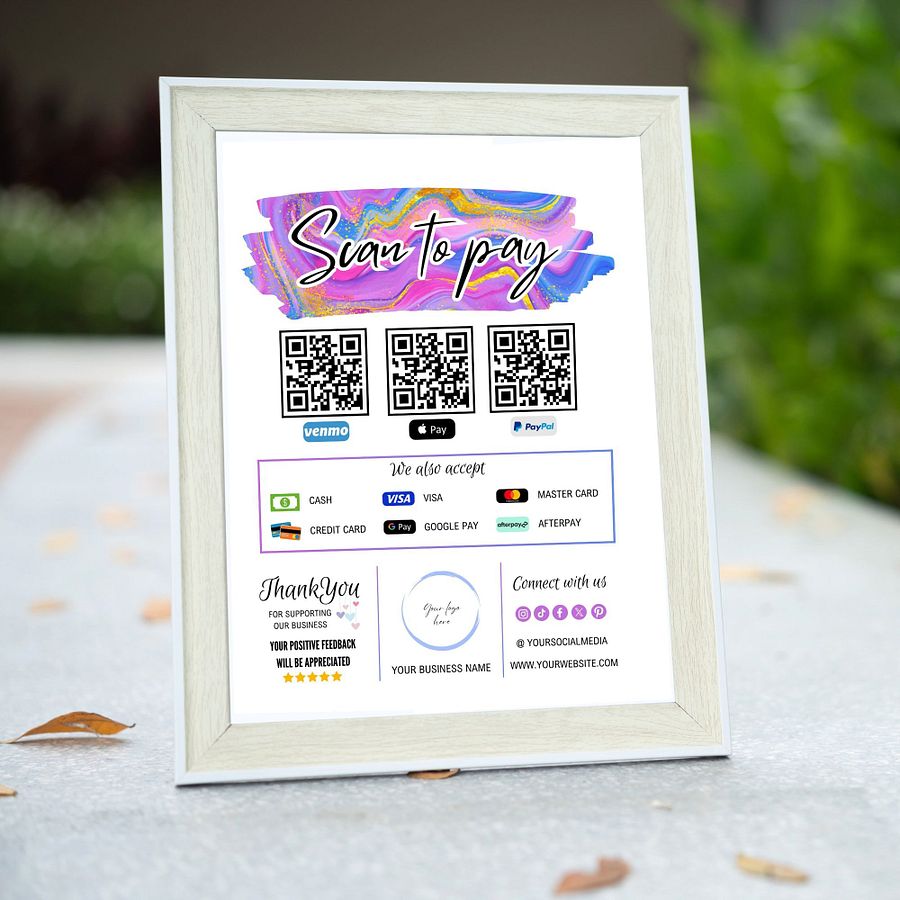 Unicorn - Scan To Pay QR Code Sign Template product image (7)