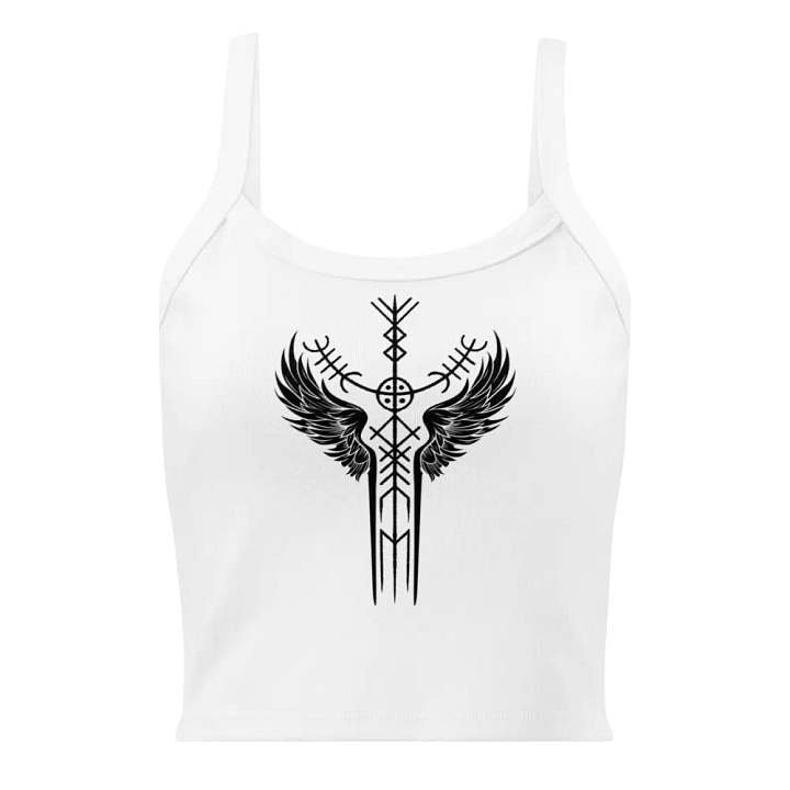 The Valkyrie Stave Women's Micro-Rib Tank Top (black print) product image (4)