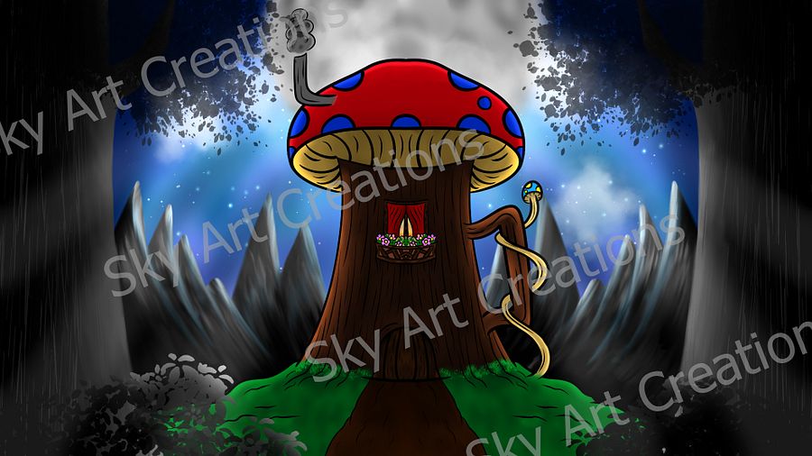 shroom house wallpaper product image (1)