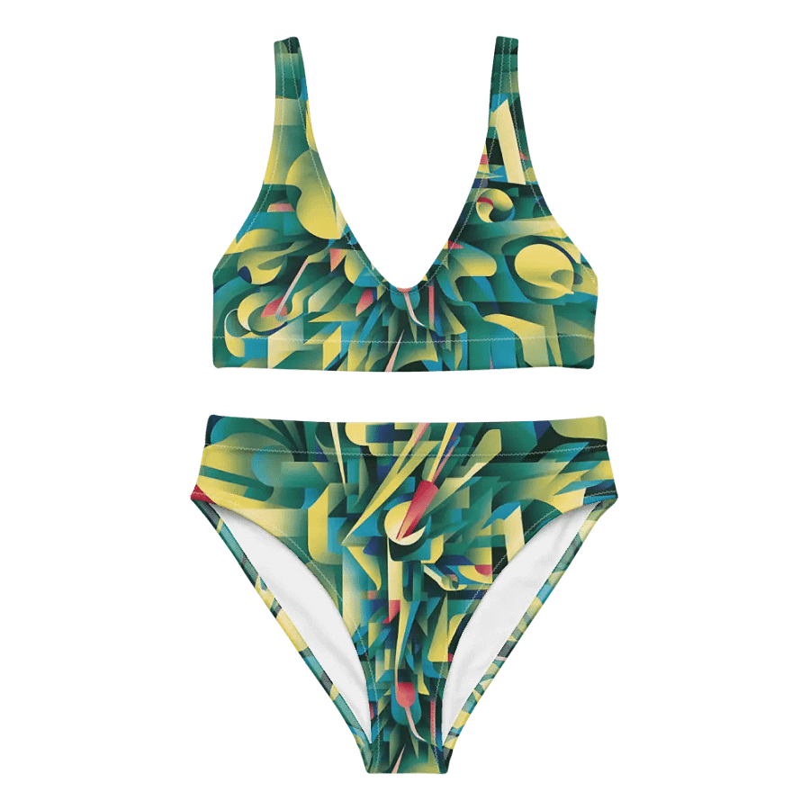 Abstract Lithographic Pattern Design High Waisted Bikini - V8 product image (2)