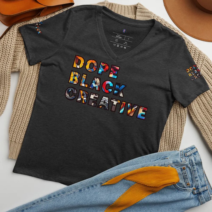 DOPE Black Creative Women's V-Neck Tee product image (7)