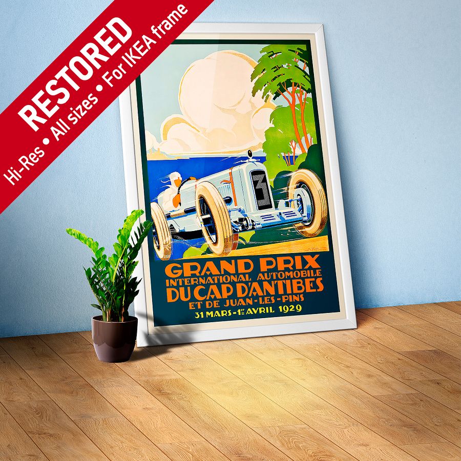 Monaco Antibes Vintage F1 Grand Prix, 1929 poster — Vintage Formula 1 poster, Monaco Grand Prix poster, retro travel poster, travel art product image (1)