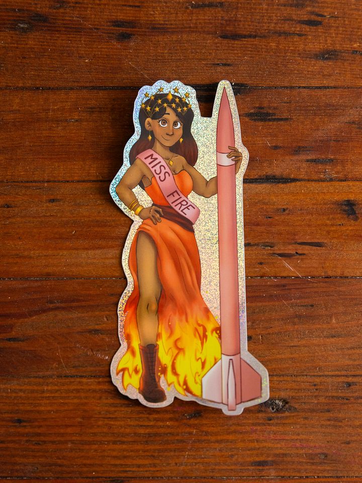 Miss Fire Glitter Sticker product image (1)