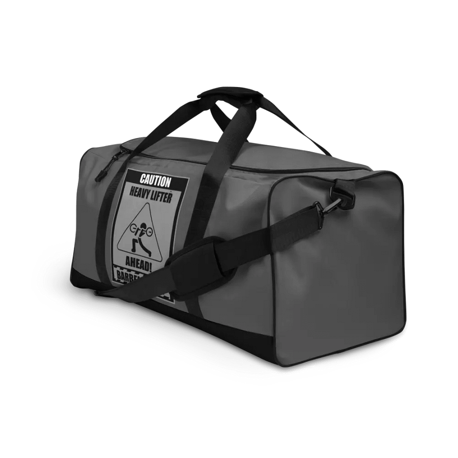 Caution Heavy Lifter Ahead-Barbell Zone Duffle Bag (Gray) product image (3)