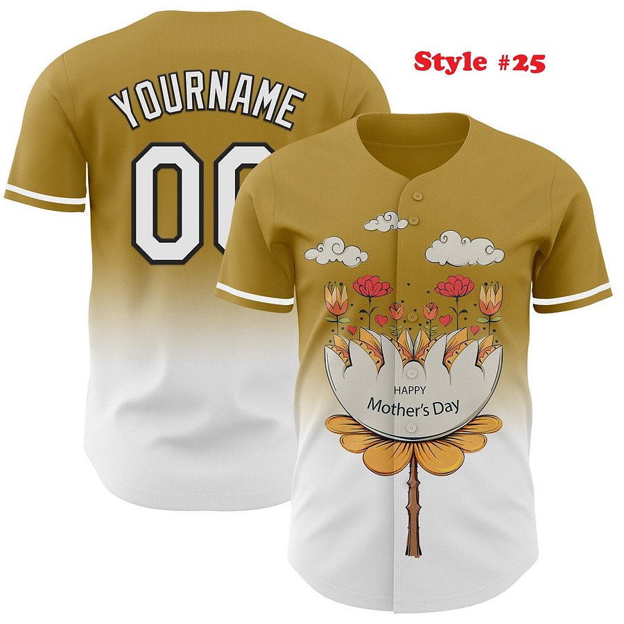 Authentic Baseball Jersey, Custom Baseball Jersey, Personalized Sport Jersey, Colorful, Flowers, Number, Logo, Love, Mom, Mother product image (8)