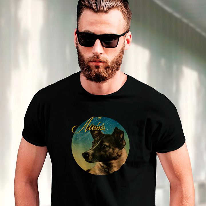 Laika, First space dog, Soviet vintage space — Unisex t-shirt, space t-shirt product image (1)