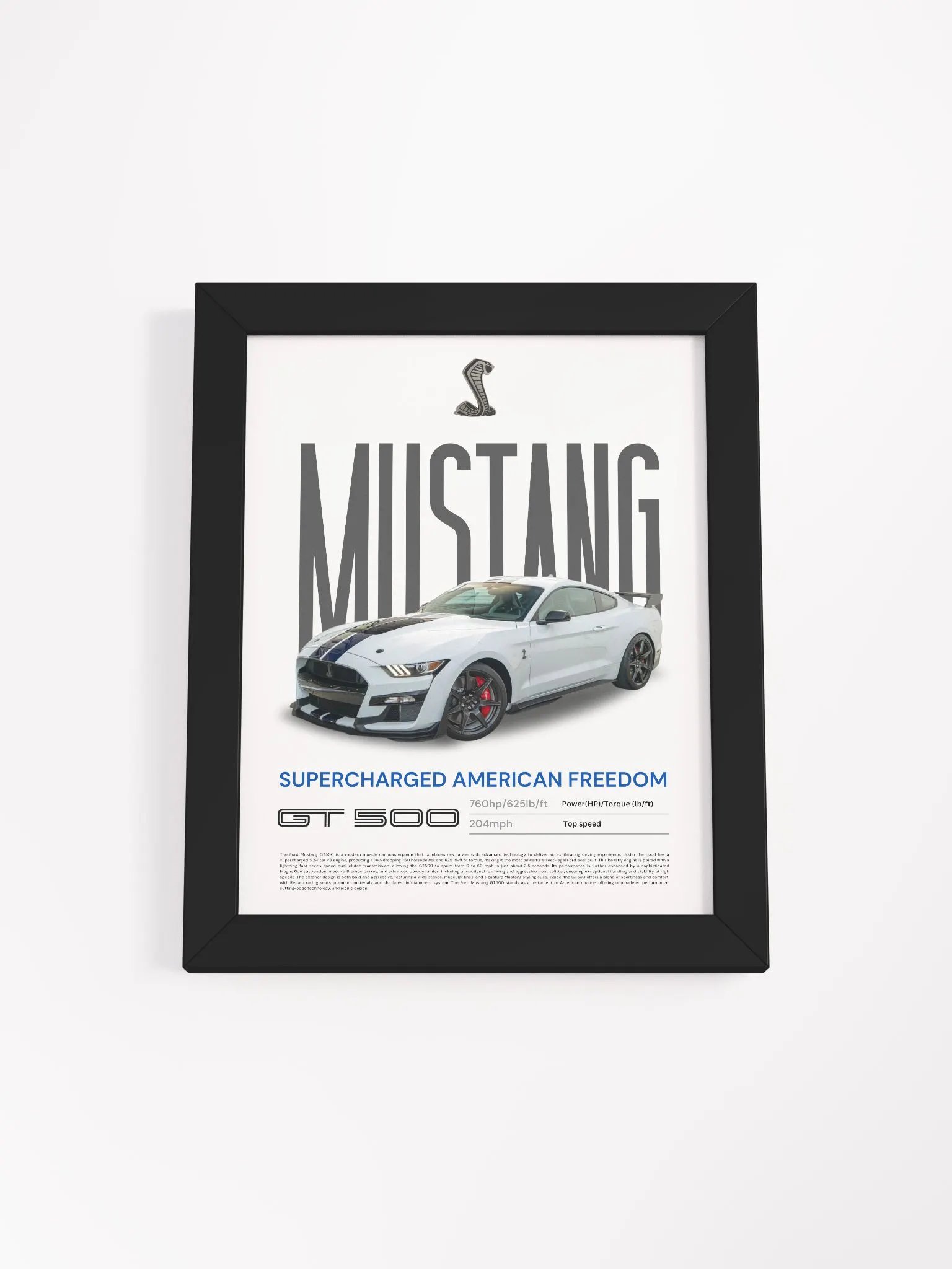 FORD MUSTANG GT500 FRAMED POSTER product image (1)