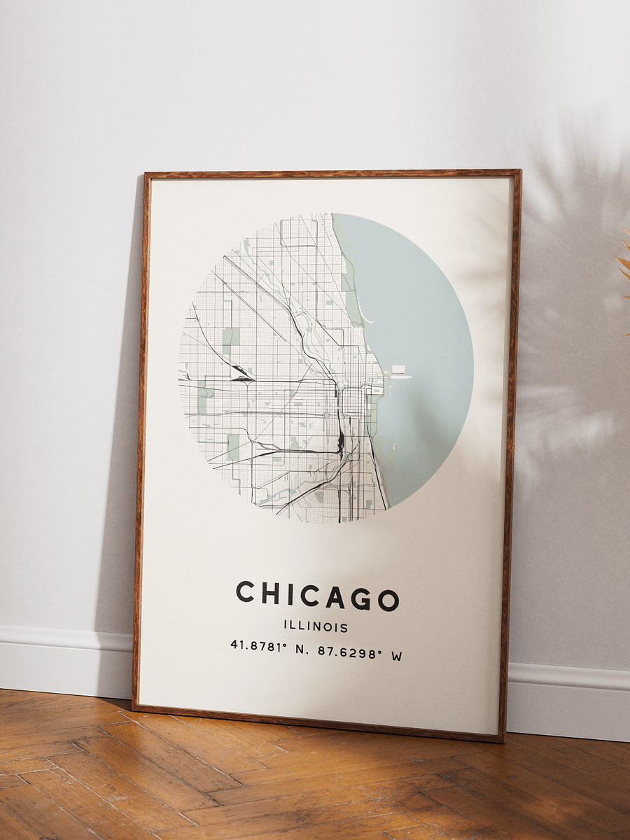 Chicago Street Map Poster – Beige Minimalist Circular City Art product image (3)