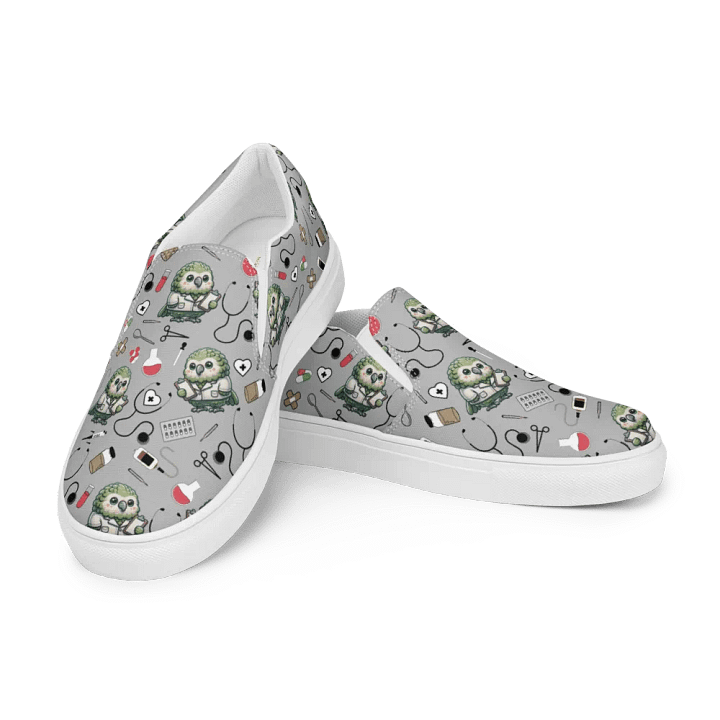 Cute Medical Kakapo Slip-On Canvas Shoes (Grey) product image (1)