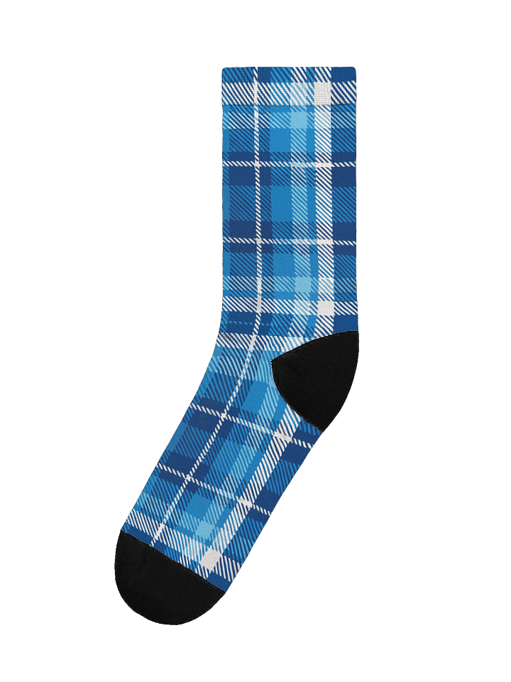 Blue Plaid Fusion Recycled Crew Socks product image (1)