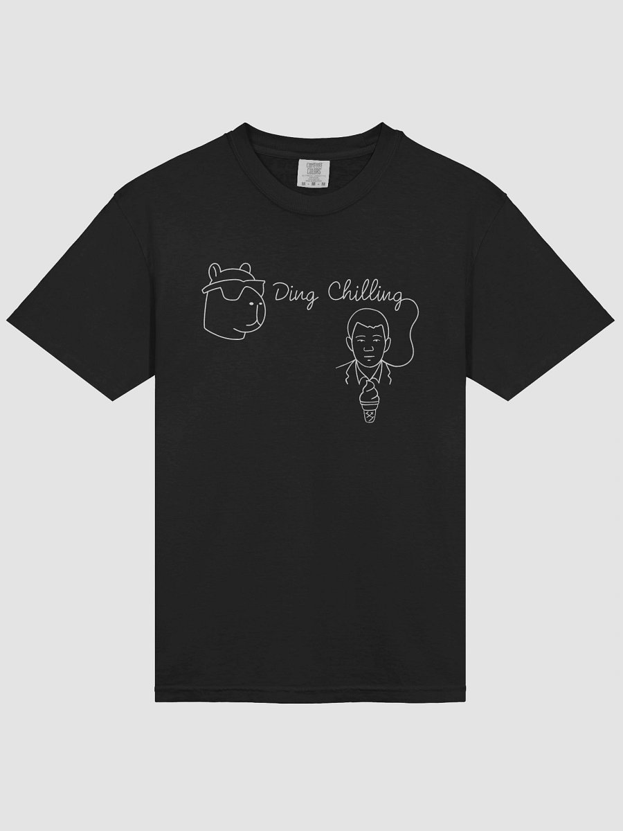 Ding Chilling [5a2] – Chill Capybara & Ice Cream Meme | Hand-Drawn Chess Humor | White Line Art for Dark Colors | T-Shirt product image (3)