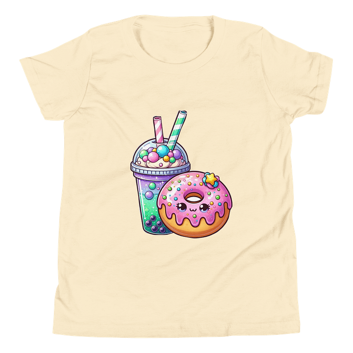Bubble Tea & Donut Cartoon Youth T-Shirt product image (1)