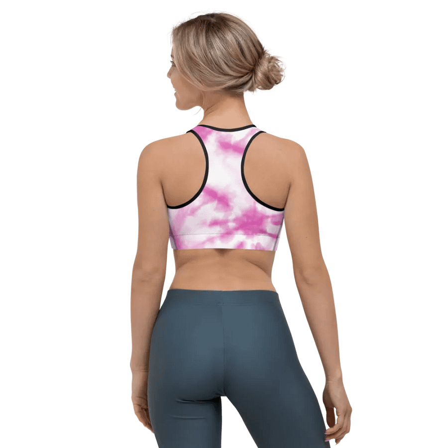 Highland Cow Blooms Breast Cancer Awareness Sports Bra product image (3)