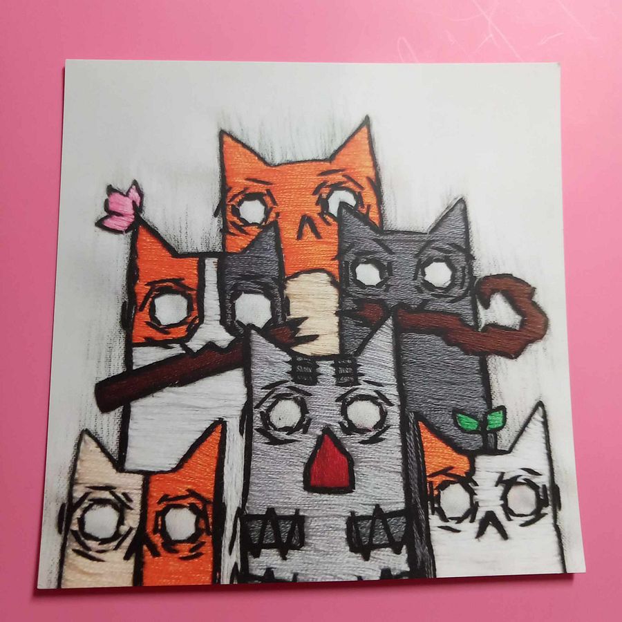 Angry Cats Embroidery Print product image (3)