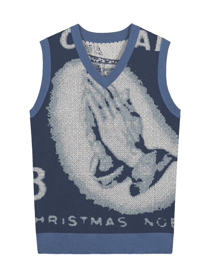 Canadian Christmas Noel Knitted Vest Blue product image (1)