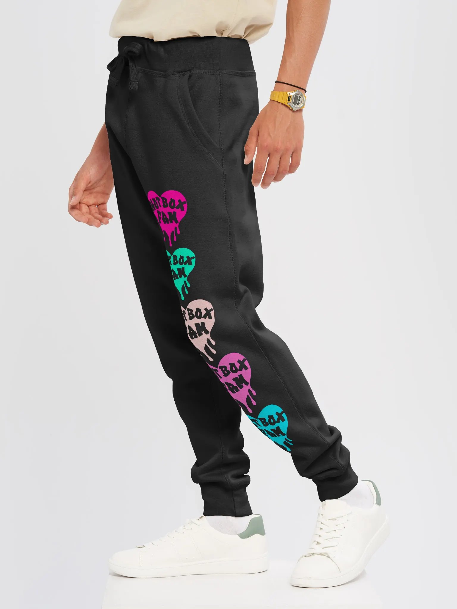UNISEX HOT BOX FAM TRANSPARENT COLOR LOGO ON SWEAT PANTS product image (29)