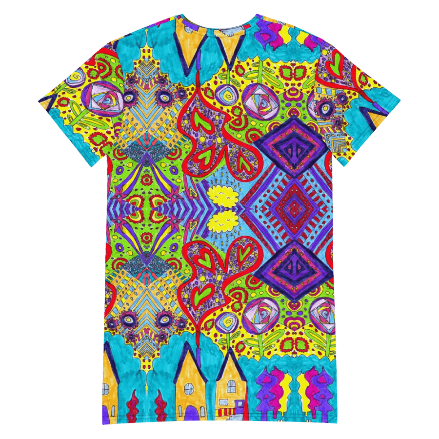 Abstract Doodle Happiness Ladies T Shirt Dress product image (9)