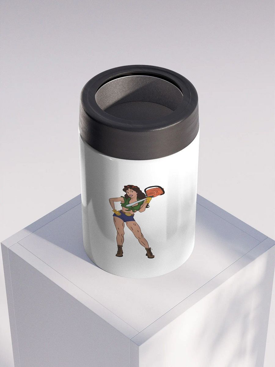Brunette Chainsaw Betty Pinup Drink Stainless Steel Koozie product image (4)