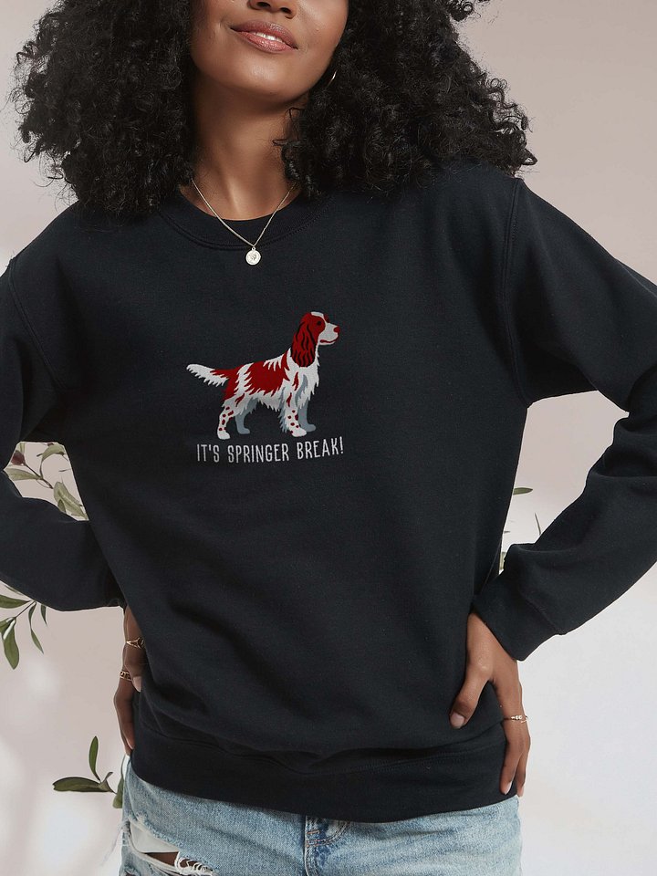 Short Attention Spaniel Sweatshirt (Embroidered) of an English Springer Spaniel(Liver) product image (2)